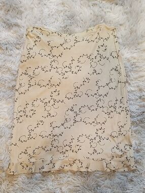 Shimmery Midi Skirt with Black Scroll Print